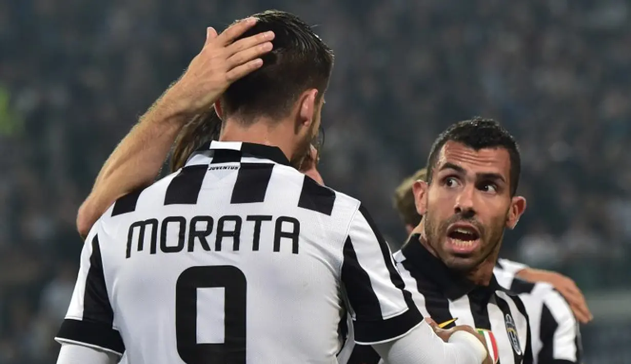 Alvaro Morata membobol gawang Real Madrid yang notabene adalah klubnya di musim lalu. (AFP PHOTO/GIUSEPPE CACACE)