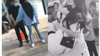 Tangkapan layar video tiktok viral istri sah tikam pelakor (Liputan6.com/Istimewa)