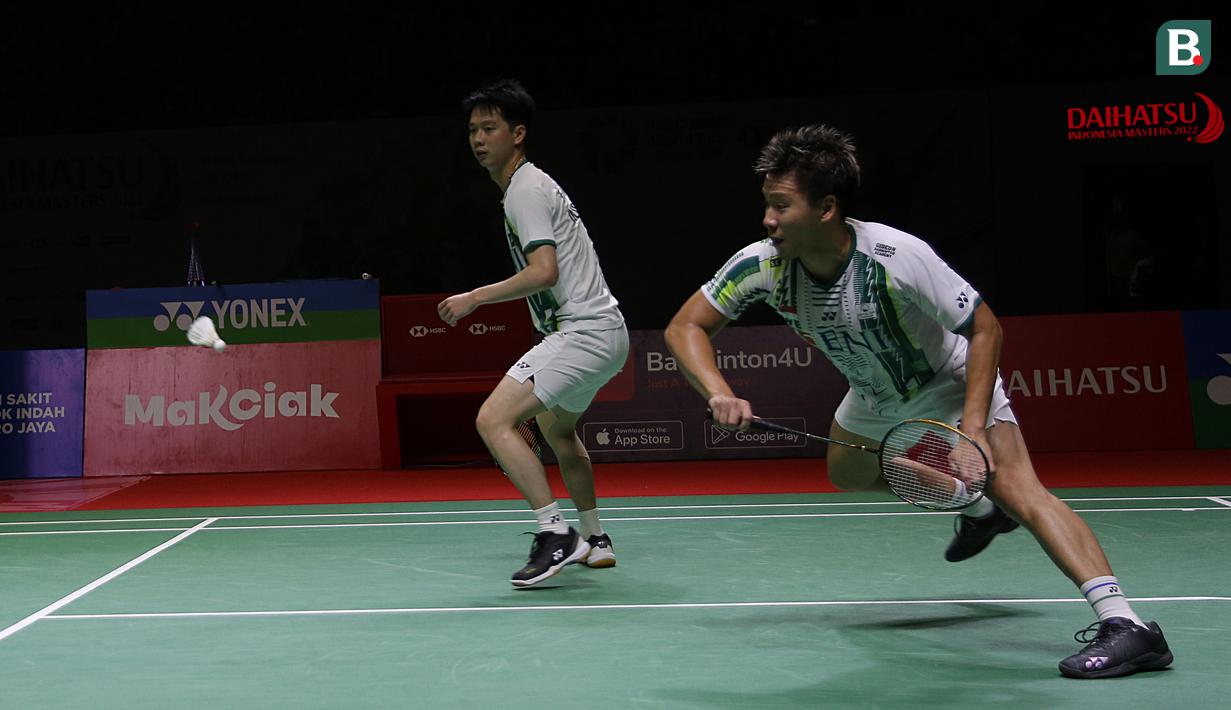 Penampilan Marcus/Kevin di Daihatsu Indonesia Masters 2022 ini merupakan yang pertama kali sejak Marcus Fernaldi Gideon menjalani operasi. (Bola.com/Ikhwan Yanuar)