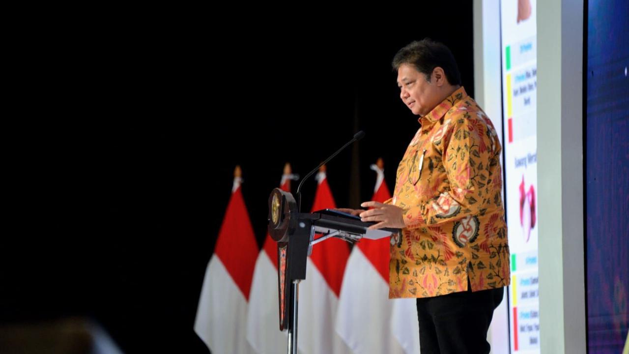 Menteri Koordinator Bidang Perekonomian Airlangga Hartarto pada Rakorpusda Pengendalian Inflasi 2022, di Surabaya, Rabu (14/9/2022). (Dok Kemenko Perekonomian)