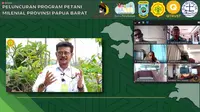 Staf Khusus Presiden Billy Mambrasar bersama Menteri Pertanian RI Syahrul Yasin Limpo meluncurkan Program Gerakan Petani Milenial di Manokwari, Papua Barat, yang digelar secara virtual, Kamis (20/05/2021). (Ist)