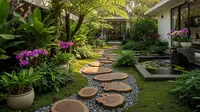 4 Alasan Jalur Taman dari Potongan Kayu Lebih Unggul dari Cor, Hadirkan Nuansa Alami