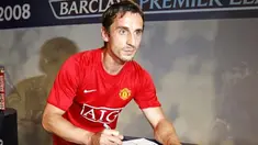 Manchester United captain Gary Neville signs the Players Charter, a part of the Premier League’s support of the Respect Programme in football at a live link up with players from every Premier League team on August 12, 2008. AFP PHOTO/PAUL ELLIS 