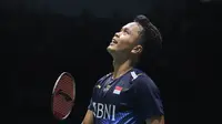 Tunggal putra Indonesia Anthony Sinisuka Ginting kalah 21-23 dan 23-25 dari wakil China Lu Guang Zu 21-23 dan 23-25 pada babak 16 besar Malaysia Open 2024 di Axiata Arena, Kuala Lumpur, Kamis, 11 Januari 2024. (foto: PBSI)