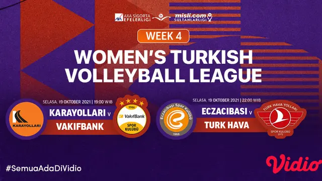 Link Live Streaming Liga Voli Turki di Vidio Malam Ini, Selasa 19 Oktober 2021