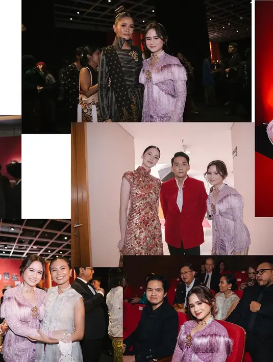 Tissa tampil manis dengan kebaya ungu beraksen fringe dan bawahan kain tenun, sementara Dul tampil simple pakai setelan jas dan sneakers. [@tissabiani]