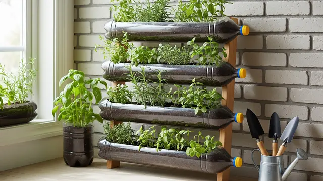 Pot Susun Horizontal dari Botol Minyak Goreng Bekas