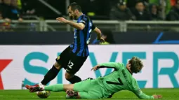 Gol semata wayang kemenangan Inter Milan dicetak Marko Arnautovic di menit ke-79. (GABRIEL BOUYS/AFP)