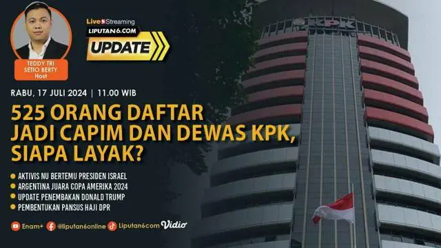 Pendaftaran Calon Pimpinan (Capim) Komisioner dan Dewan Pengawas (Dewas) Komisi Pemberantasan Korupsi (KPK) sudah berakhir pada Senin 15 Juli 2024. Panitia Seleksi Calon Pimpinan dan Dewan Pengawas Komisi Pemberantasan Korupsi telah menerima 525 pend...