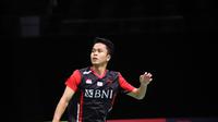 Anthony Sinisuka Ginting berhasil meraih kemenangan pada laga kedua perempat final Piala Thomas 2022 melawan tunggal putra China, Zhao Junpeng. (Dok. PBSI)