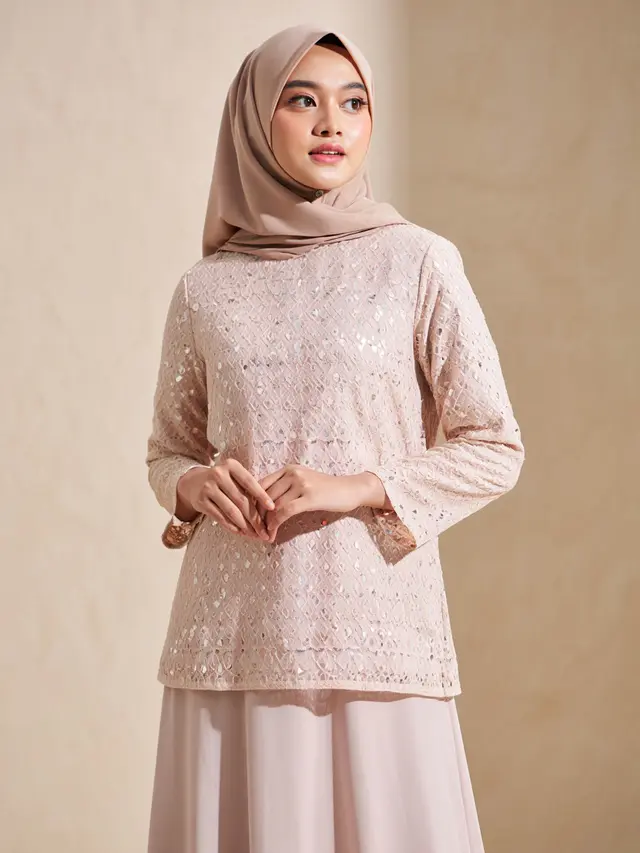 Gamis Brokat Kombinasi Sifon Modern 2025
