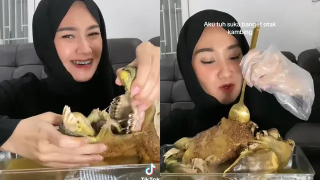 Pengguna TikTok Unggah Video Viral Makan Kepala Kambing Utuh