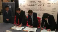 Signing ceremony pembentukan perusahaan patungan antara MD Ritel Utama, Anyone F&Co dan Xingxing (Foto: Dok PT MD Pictures Tbk)