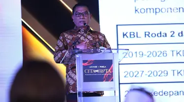 Kepala Staf Kepresidenan (KSP) Moeldoko memberikan sambutan dalam rangkaian Liputan6.com Awards yang digelar Liputan6.com dan Fimela di Jakarta, Rabu (31/7/2024). (Liputan6.com/Angga Yuniar)