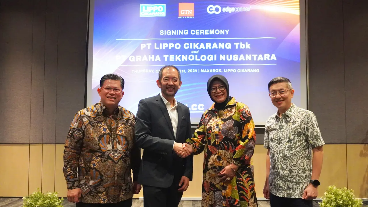 PT Lippo Cikarang Tbk (LPCK) menandatangani perjanjian dengan perusagaan global EdgeConnex untuk penjualan lebih dari 45.000 meter persegi tanah terletak di kawasan Lippo Cikarang Cosmopolis. (Dok LPCK)