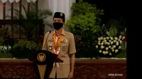Presiden Jokowi mengikuti Upacara Peringatan HUT ke-59 Pramuka yang disiarkan secara virtual dari Youtube Sekretariat Presiden, Rabu (12/8/2020). (Istimewa)