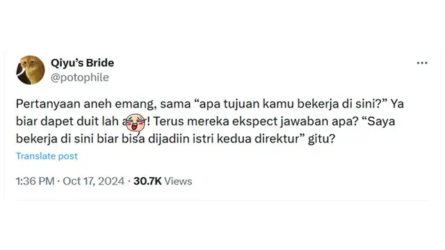 6 Jawaban Dalam Hati Netizen ketika Wawancara Kerja Ini Bikin Tepuk Jidat
