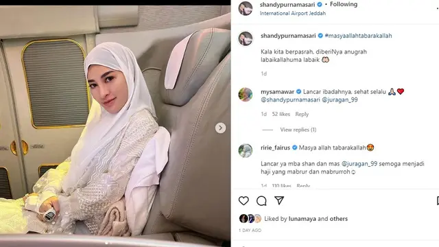 figur publik yang menunaikan ibadah haji pada tahun 2022 ini (Foto: Instagram @shandypurnamasari)