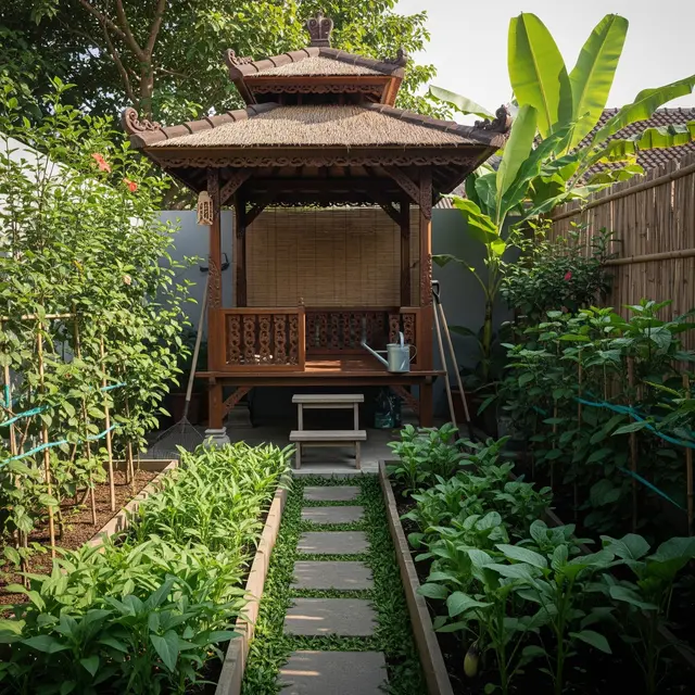 Cara Membuat Gazebo di Kebun Sayur Sempit (AI)