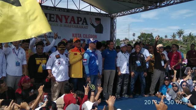 Cawapres nomor urut 02 Sandiaga Uno kampanye di Cilegon, Banten.