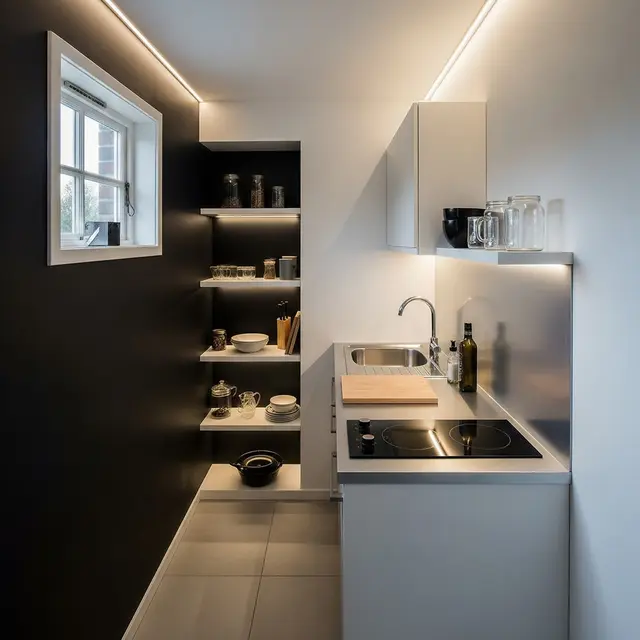 9 Model Dapur Rumah Type 36 Ukuran 2x2 Meter dengan Rak Tanam dan Lighting LED