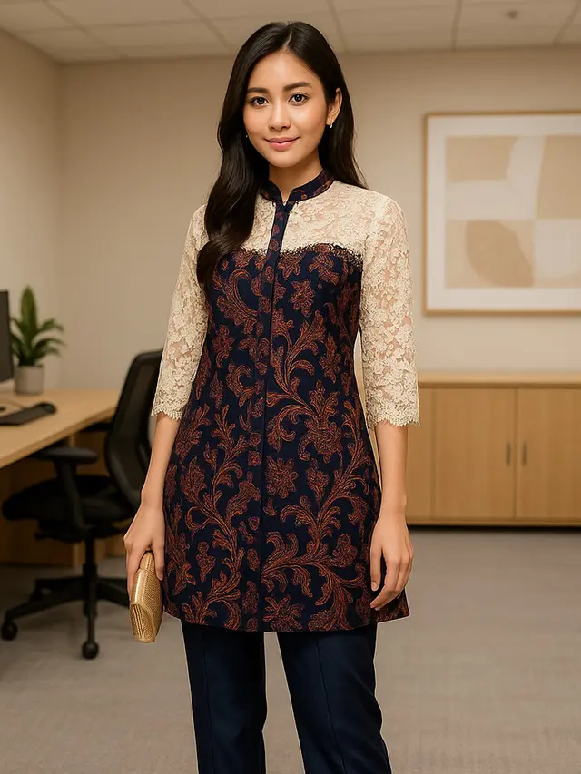 Model Baju Batik Tunik Kantor/Ilustrasi gambar oleh AI