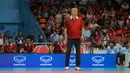 Pelatih Timnas Bola Voli Putra Indonesia, Jeff Jian Jie, mengapresiasi perjuangan para pemain yang tampil penuh determinasi meski berada di bawah tekanan pada dua gim awal. (Bola.com/Bagaskara Lazuardi)