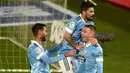 Penyerang Celta Vigo, Iago Aspas, merayakan gol yang dicetaknya ke gawang Cadiz pada laga lanjutan Liga Spanyol di Stadion Abanca Balaidos, Selasa (15/12/2020) dini hari WIB. Celta Vigo menang telak 4-0 atas Cadiz. (AFP/Miguel Riopa)