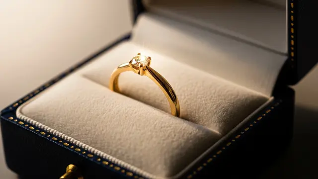Cincin Emas dengan Satu Berlian Kecil
