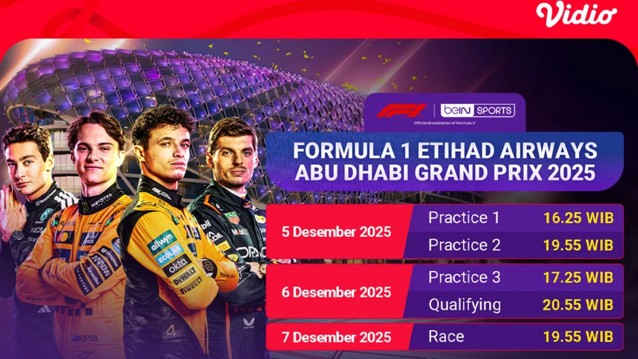 Cek Link Live Streaming Formula 1 Etihad Airways Abu Dhabi Grand Prix 2025, Eksklusif di Vidio