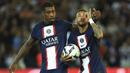 Gol tersebut merupakan gol keenam Neymar di Ligue 1 musim 2022/2023 yang baru memasuki pekan ke-4. (AP/Aurelien Morissard)