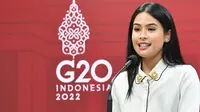 Maudy Ayunda saat menjadi Tim Juru Bicara Presidensi G20. (Instagram/maudyayunda)