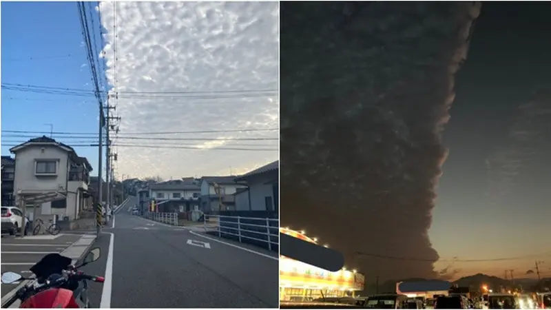 Viral Penampakan Awan Aneh Tutupi Separuh Langit di Jepang, Ini 6 Potretnya