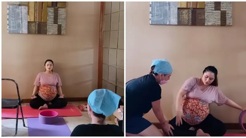 Jelang Melahirkan, Ini 6 Momen Siti Badriah Jalani Yoga Hamil Didampingi Instruktur
