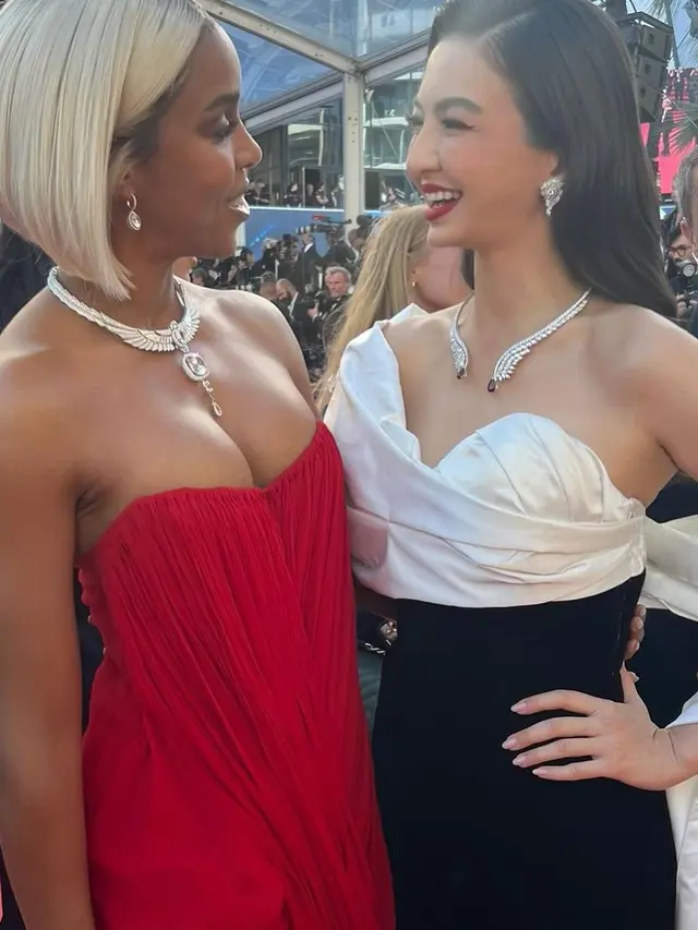 6 Potret Tampilan Kedua Raline Shah di Red Carpet Festival Film Cannes 2024, Pakai Kalung Rubi ‘Darah Merpati’