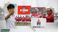 Kolase - Mochamad Iriawan, Shin Tae-yong, Timnas Indonesia U-19, Marko Simic, Logo Shopee, Logo Piala Dunia U-20 (Bola.com/Adreanus Titus)