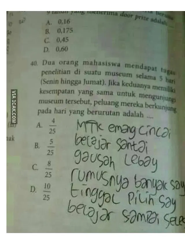 6 Curhatan Murid di Lembar Jawaban Matematika Ini Kocak, Guru Tepuk Jidat