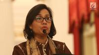 Menteri Keuangan (Menkeu) Sri Mulyani saat memberi keterangan di Istana Negara, Jakarta, Rabu (23/5). (Liputan6.com/Angga Yuniar)