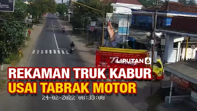 VIDEO: Detik-Detik Truk Tabrak Pengendara Motor dan Kabur Melarikan Diri