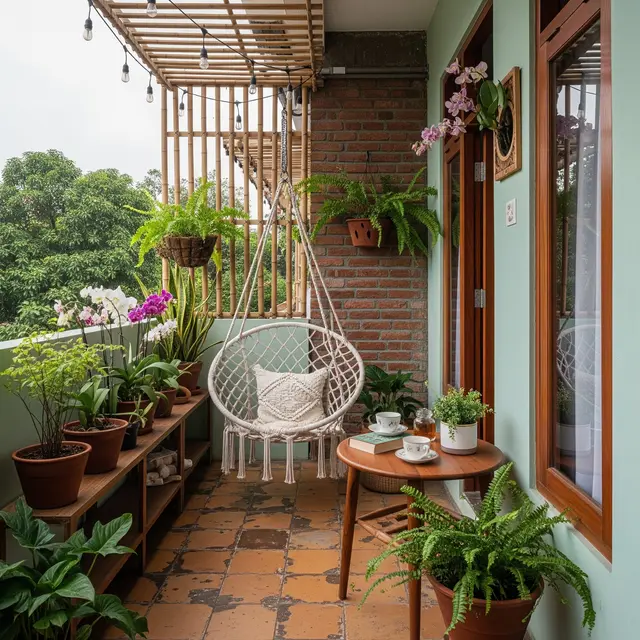 12 Desain Teras Rumah Kecil dengan Kursi Gantung, Area Sempit Jadi Ruang Santai