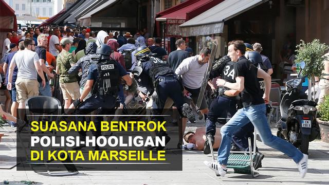 Video suasana bentrok yang melibatkan suporter Inggris, Suporter Rusia dan awarga lokal yang terjadi di kota Marseille, Perancis.