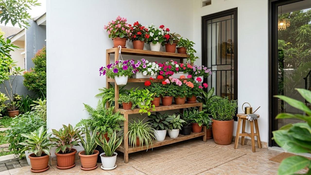Inspirasi Taman Bunga Mini di Teras Rumah Sederhana