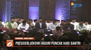 Hadiri malam puncak Hari Santri Nasional, Presiden Jokowi ingatkan umat muslim tidak terpecah belah oleh hoaks di tahun politik.