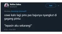 curhatan cewek PMS (Sumber: Twitter/nafinanfn)