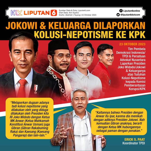 Infografis Jokowi dan Keluarga Dilaporkan Kolusi-Nepotisme ke KPK. (Liputan6.com/Abdillah)