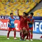 Pemain Timnas Indonesia U-16 rayakan kemenangan atas Iran pada laga Grup C Piala AFC U-16. (PSSI)