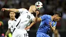 Pada duel ini timnas Jerman ditahan imbang Timnas Ukraina tanpa gol. (Daniel Karmann/dpa via AP)