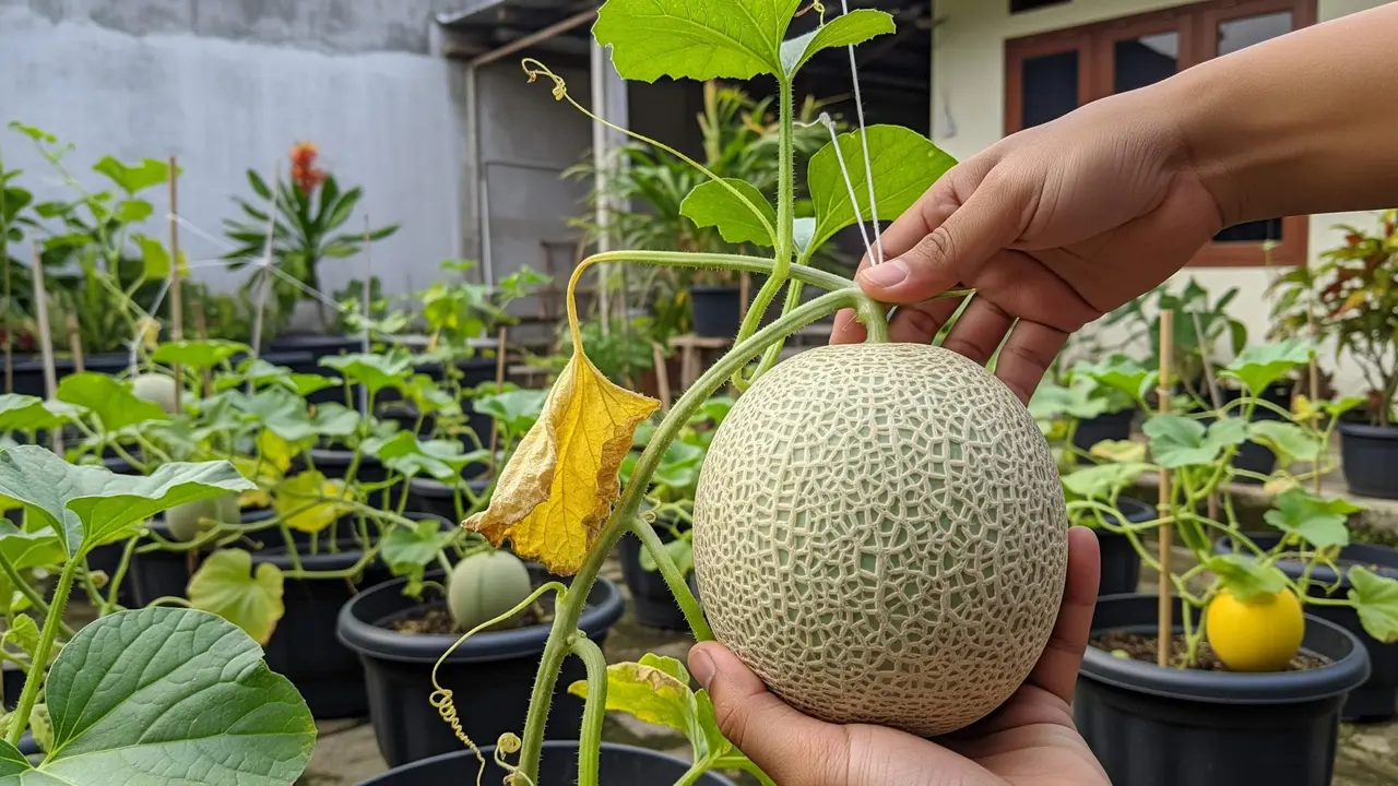 cara menanam melon di pot halaman rumah