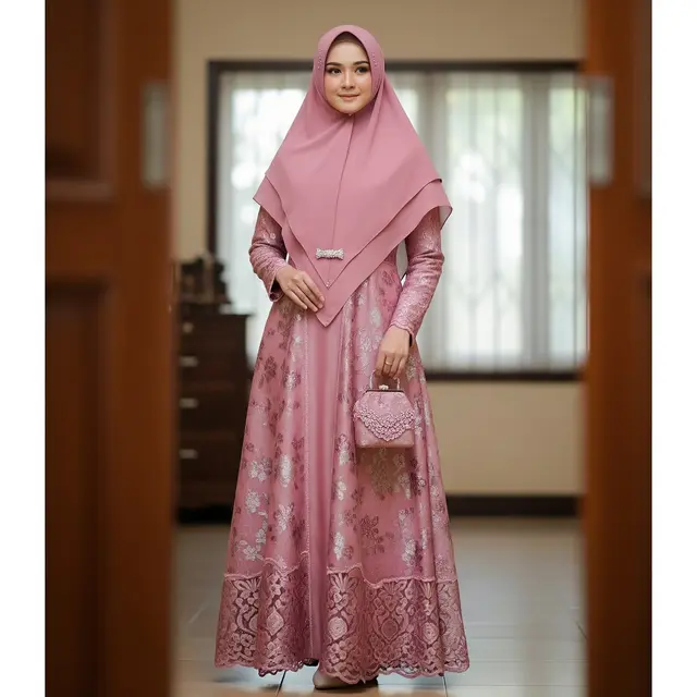 9 Model Gamis Batik Dusty Pink Brokat, Inspirasi Busana Ramadan 2026