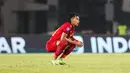 Hansamu Yama Pranata tampak frustasi usai Persija Jakarta tertinggal dari Semen Padang pada laga pekan ke-30 Liga 1 2024/2025 di Stadion Pakansari, Kabupaten Bogor, Minggu (27/4/2025). (Bola.com/Abdul Aziz)